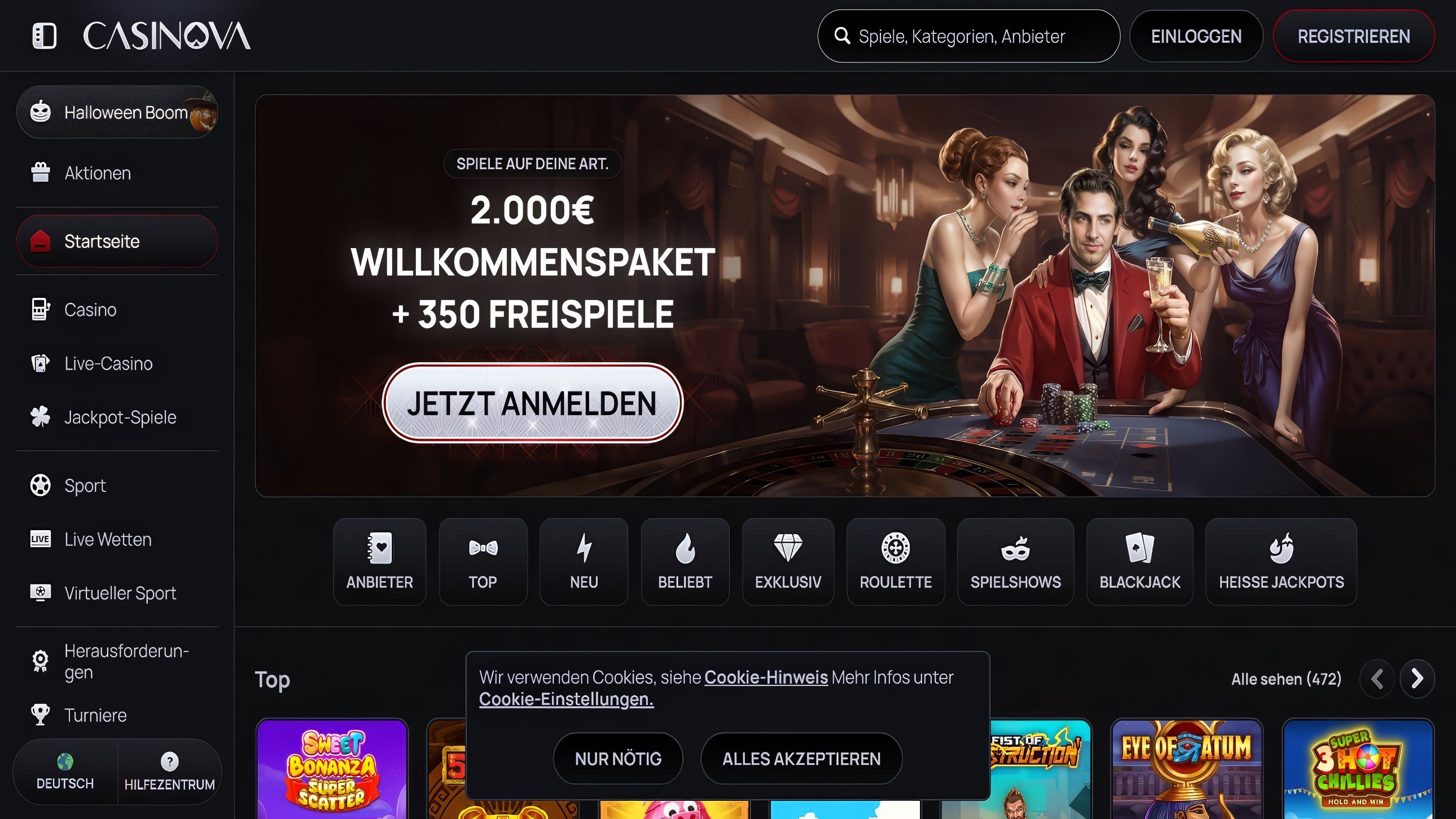 Casinova desktop screenshot 1